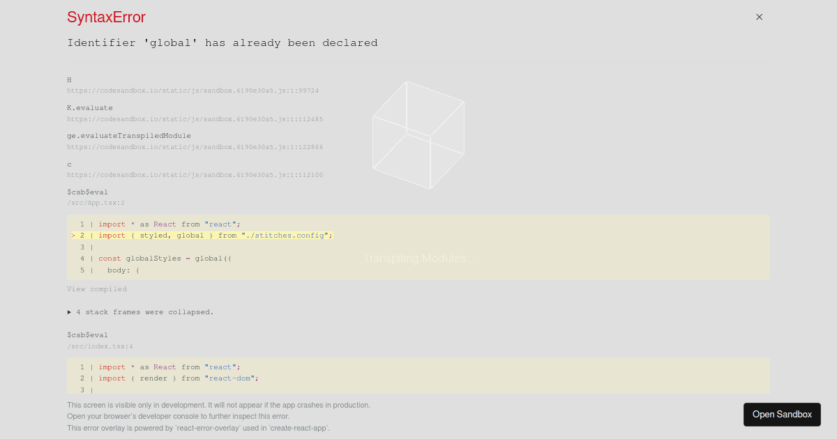 Stitches CI: CRA - Codesandbox