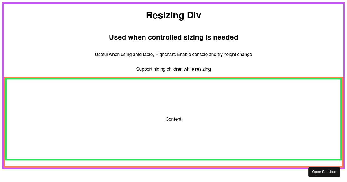 React resizing div - Codesandbox